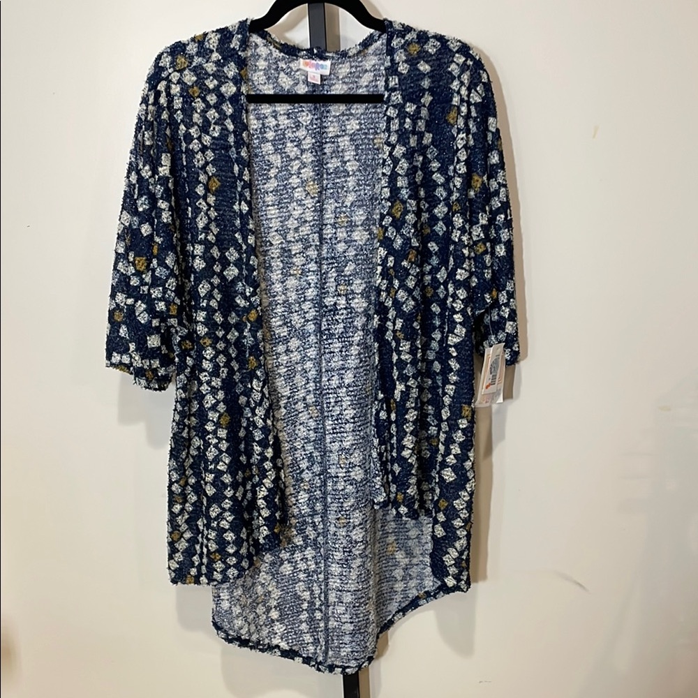 LuLaRoe Blue and White Knit Cardigan